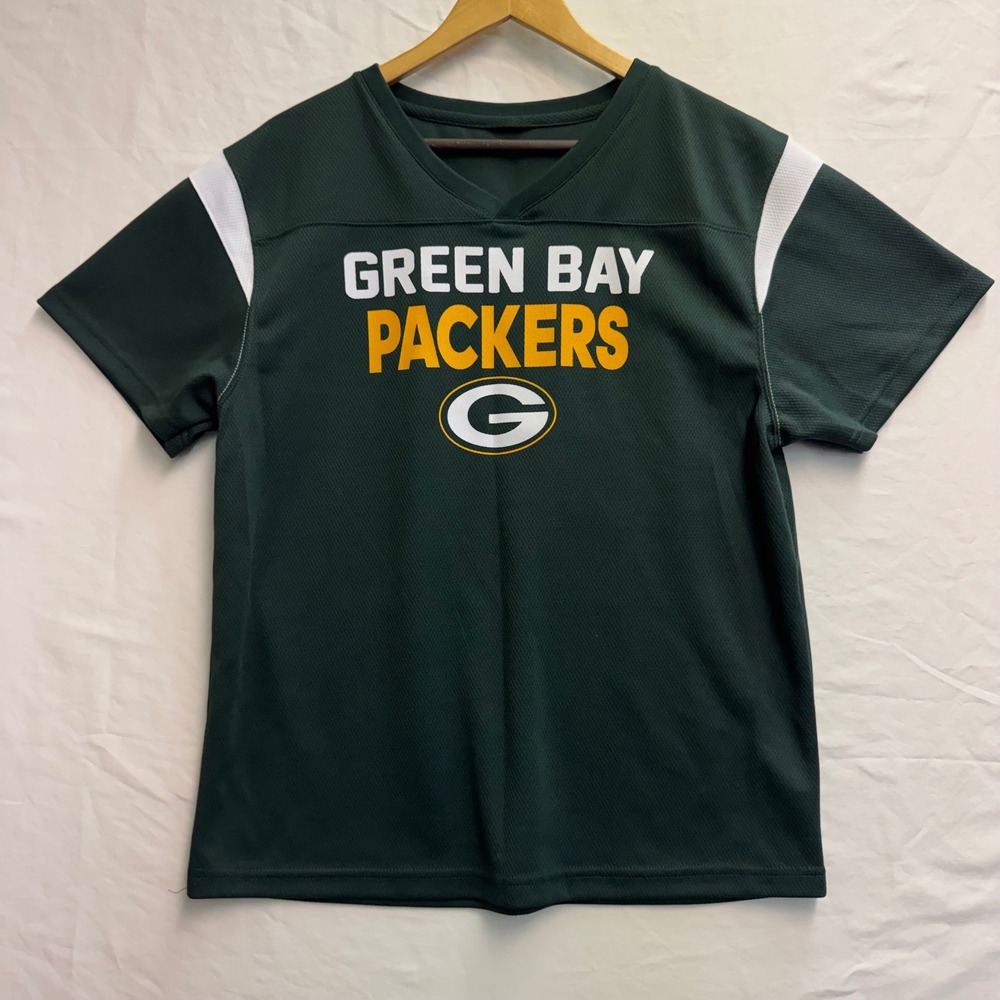 Green Bay Packers NFL Football Jersey Shirt Green V-Neck Mens M New
